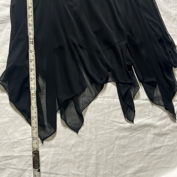 Vintage Ruby Rox Black Ruched Sheath Midi Dress Asymmetrical Hem Whimsigoth sz M - Picture 12 of 12